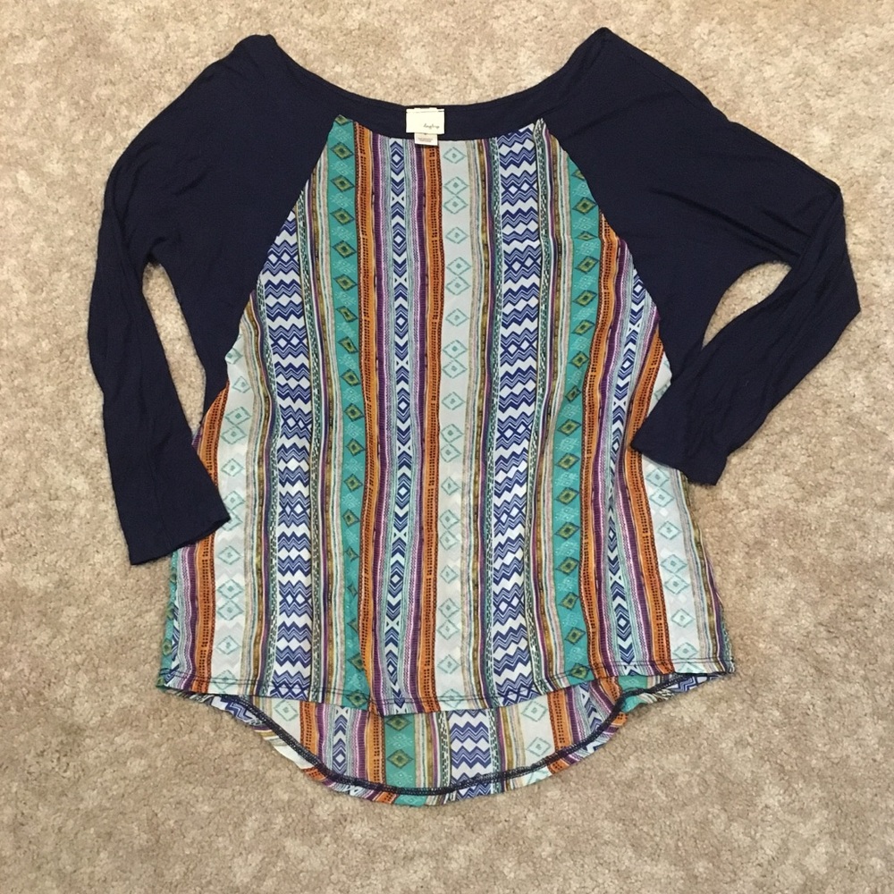 Daytrip Aztec 3/4 Sleeve Top - S